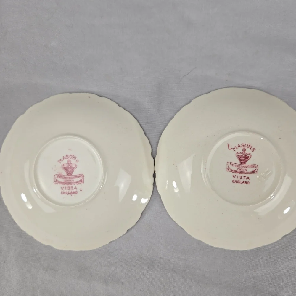 2 Mason's Patent Ironstone China Red Pattern Vista England 5